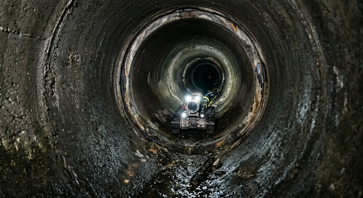 Robotic sewer camera inspecting pipe interior for Sewer Line Repair in Eatonton